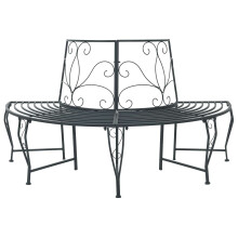 vidaXL Tree Bench 4-Seater 160 x 80 x 89 cm Steel Silver Grey