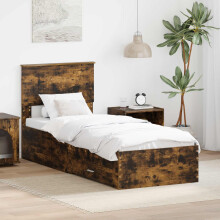 vidaXL Bed Frame Smoked Oak and Silver 75 x 190 cm Engineered Wood