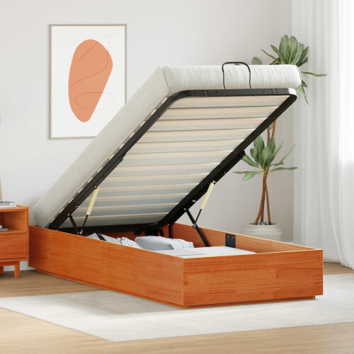 VidaXL vidaXL Ottoman Bed Frame Wax Brown 90 x 190 cm Solid Pine Wood