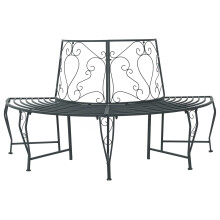 vidaXL Tree Bench 4-Seater 160 x 80 x 89 cm Steel Silver Grey