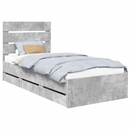 VidaXL vidaXL Bed Frame with Drawer Concrete Grey 75 x 190 cm Engineer Wood 2