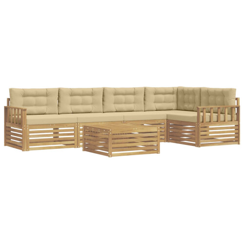 VidaXL vidaXL Outdoor-Sofagarnitur 6 stk. Weiß und Beige Polyester 1