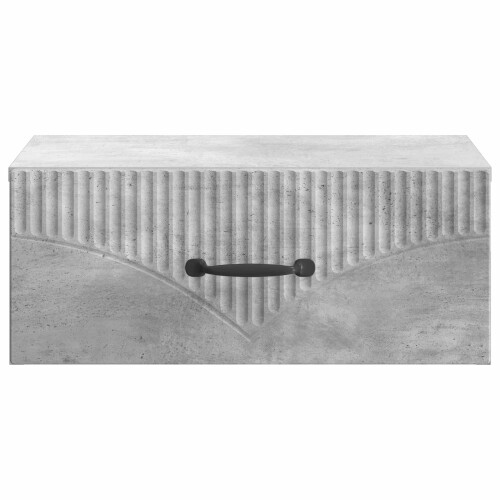 VidaXL vidaXL Wall-Mounted Bedside Cabinet with Drawer 2 pcs Concrete Grey 2