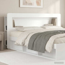 vidaXL Headboard Cabinet with Storage High Gloss White Engineered Wood