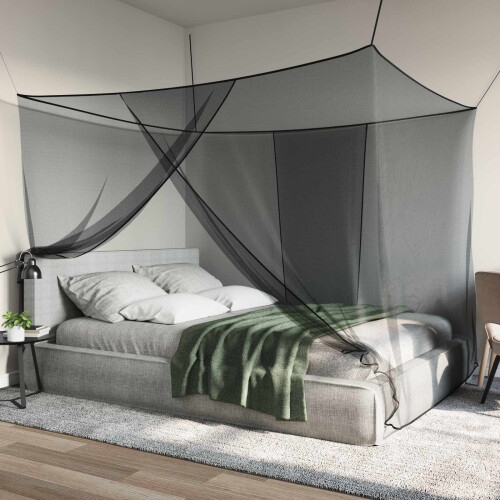 VidaXL vidaXL Mosquito Net for Bed 156 Mesh 3 pcs Black Polyester 2