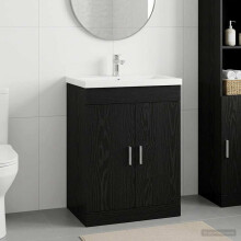 vidaXL Bathroom Under Sink Cabinet Black Oak 56 x 37.5 x 81 cm