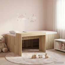 vidaXL Kids'High Bed Frame with Desk Sonoma Oak 75 x 190 cm