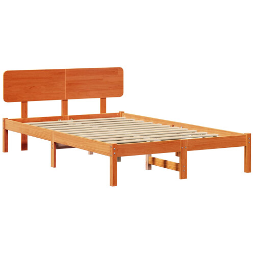 VidaXL vidaXL Bed Frame with Headboard Wax Brown 120 x 200 cm Solid Pine Wood 2