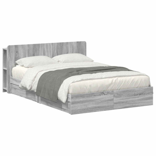 VidaXL vidaXL Bed Frame with Storage Grey Sonoma 140 x 200 cm Engineered Wood 2
