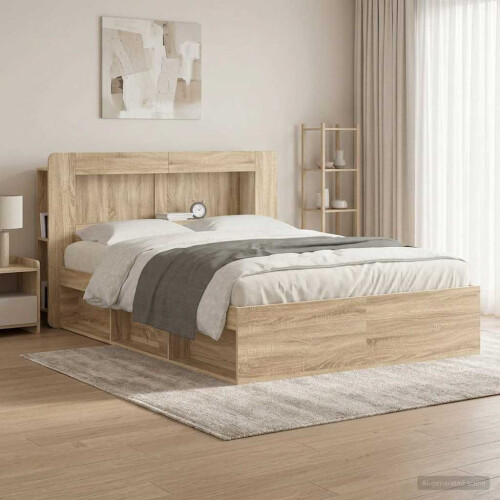 VidaXL vidaXL Headboard Cabinet with Storage Sonoma Oak Engineered Wood 2