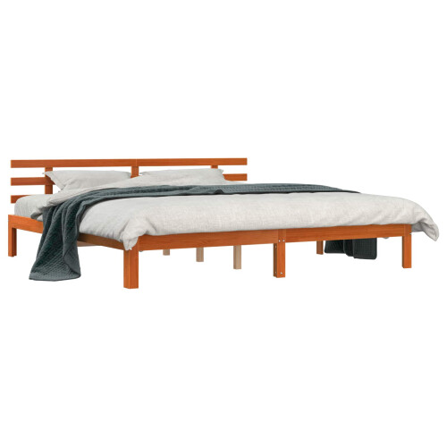 VidaXL vidaXL Bed Frame Wax Brown 203.5 x 205.5 x 69.5 cm Solid Wood Pine 2