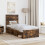 VidaXL vidaXL Bed Frame with Headboard Smoked Oak 75 x 190 cm Solid Pine Wood 3