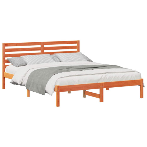 VidaXL vidaXL Bed Frame with Headboard Wax Brown 150 x 200 cm Solid Pine Wood 1