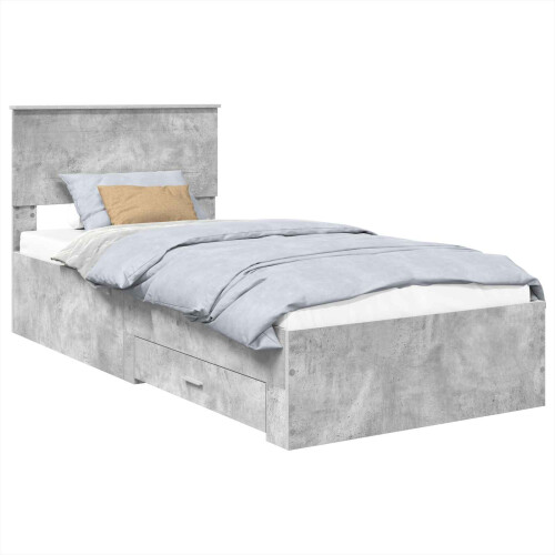 VidaXL vidaXL Bed Frame Concrete Grey and Silver 75 x 190 cm Engineered Wood 2