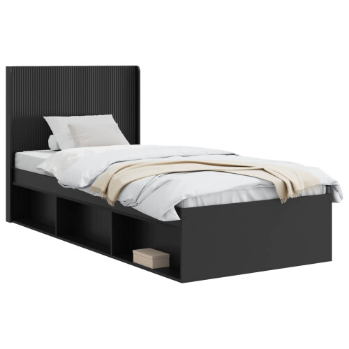 VidaXL vidaXL Bed Frame with Storage and Headboard Black 90 x 190 cm 2