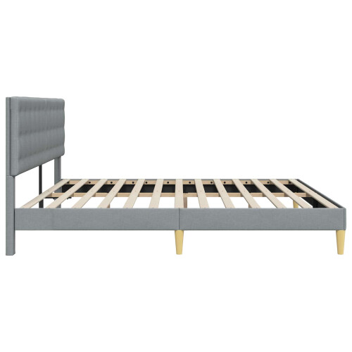 VidaXL vidaXL Bed Frame with Headboard Light Grey 180 x 200 cm Fabric 2
