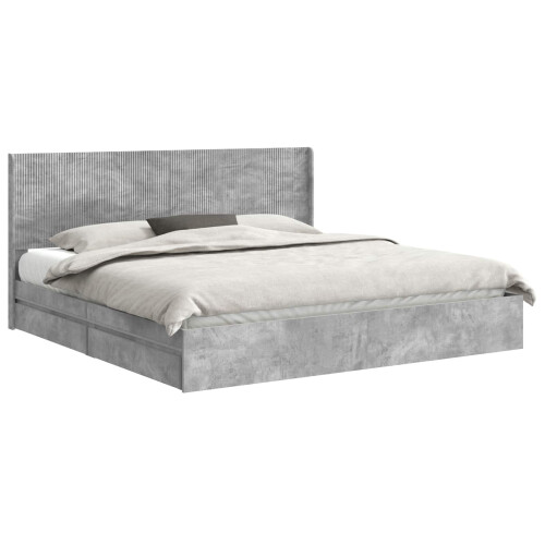 VidaXL vidaXL Bed Frame with Storage and Headboard Concrete Grey 200 x 200 cm 1