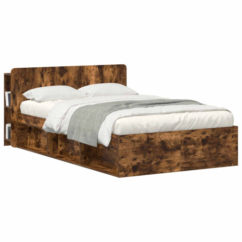 VidaXL vidaXL Headboard Cabinet with Storage Smoked Oak Engineered Wood 2