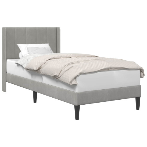 VidaXL vidaXL Bed Frame with Headboard Light Grey 90 x 190 cm Velvet 2