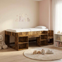 vidaXL Kids'Bed Frame with Storage Smoked Oak 75 x 190 cm