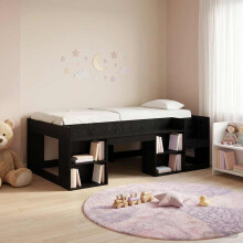vidaXL Kids'Bed Frame with Storage Black Oak 75 x 190 cm