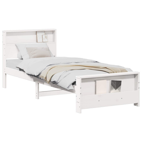 VidaXL vidaXL Bed Frame with Headboard White 90 x 190 cm Engineered Wood 2