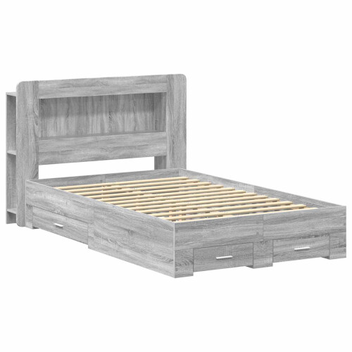 VidaXL vidaXL Bed Frame with Storage Grey Sonoma 120 x 190 cm Engineered Wood 2