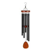 Windspiel – gestimmte Aluminiumrohre mit Kiefernholz-Rundscheibe für Garten und Terrasse, Länge 66cm, harmonische Klänge Black