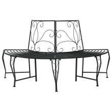 vidaXL Tree Bench 4-Seater 160 x 80 x 89 cm Steel Black Half-round