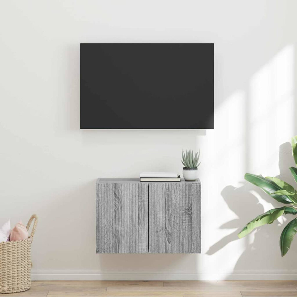 Vidaxl Tv Wall Cabinet Grey Sonoma 59.5 X 31 X 40 Cm Engineered Wood
