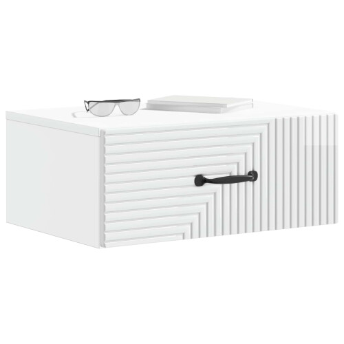 VidaXL vidaXL Wall-Mounted Bedside Cabinet with Drawer 2 pcs High Gloss White 1
