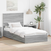 vidaXL Storage Bed Grey Sonoma 100 x 200 cm Engineered Wood