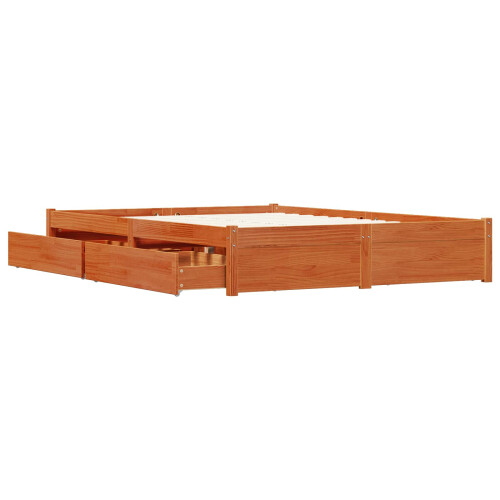 VidaXL vidaXL Bed Frame with Drawer Wax Brown 150 x 200 cm Solid Pine Wood 2