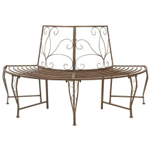 vidaXL Tree Bench 4-Seater 160 x 80 x 89 cm Steel Antique Brown