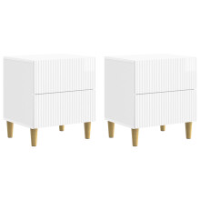 vidaXL Bedside Cabinet 2 pcs High Gloss White 43 x 34.5 x 48 cm