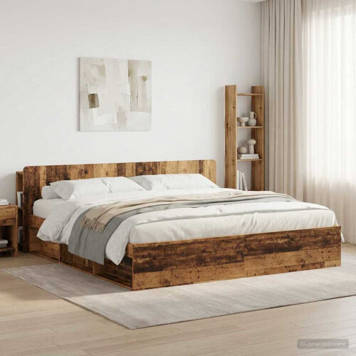 VidaXL vidaXL Headboard Cabinet with Storage Old Wood Engineered Wood
