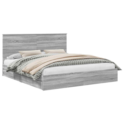 VidaXL vidaXL Storage Bed Grey Sonoma 180 x 200 cm Engineered Wood 1