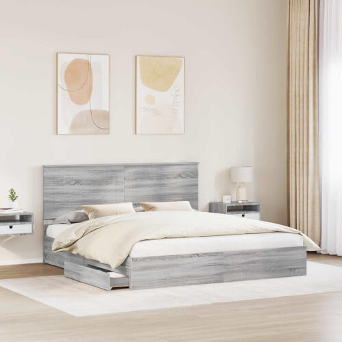 VidaXL vidaXL Storage Bed Grey Sonoma 180 x 200 cm Engineered Wood 2