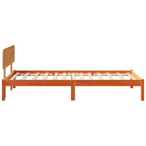 VidaXL vidaXL Bed Frame with Headboard Wax Brown 100 x 200 cm Solid Pine Wood 2