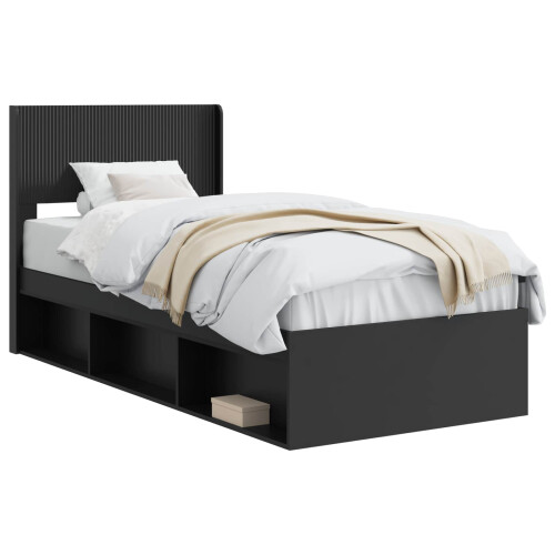 VidaXL vidaXL Bed Frame with Storage and Headboard Black 90 x 190 cm 2