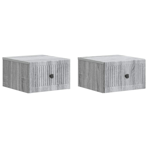 VidaXL vidaXL Wall-Mounted Bedside Cabinet 2 pcs Grey Sonoma Engineered Wood