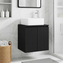 vidaXL Wall-Mounted Sink Vanity Black 53 x 35 x 63 cm Engineered Wood