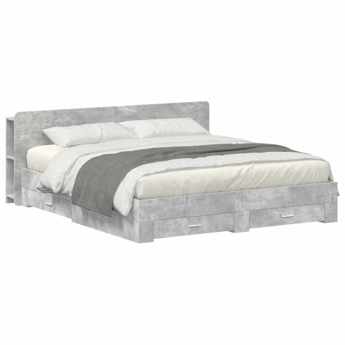 VidaXL vidaXL Bed Frame with Storage Concrete Grey 200 x 200 cm
