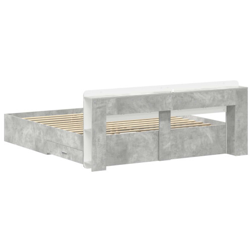VidaXL vidaXL Bed Frame with Storage Concrete Grey 200 x 200 cm 2