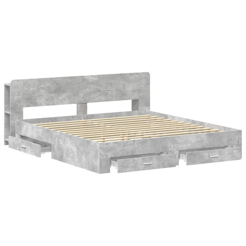 VidaXL vidaXL Bed Frame with Storage Concrete Grey 200 x 200 cm 1