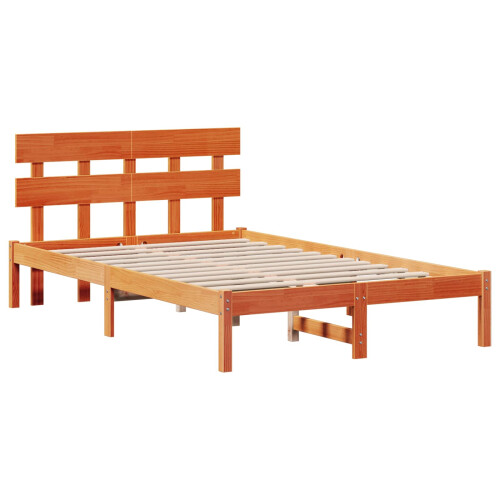 VidaXL vidaXL Bed Frame with Headboard Brown 120 x 200 cm Solid Pine wood 1