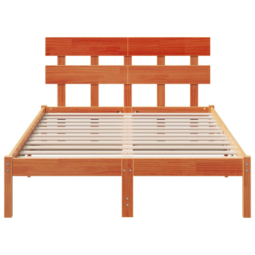 VidaXL vidaXL Bed Frame with Headboard Brown 120 x 200 cm Solid Pine wood 2