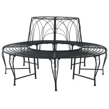 vidaXL Tree Bench 8-Seater Ø 160 x 89 cm Steel Black Round