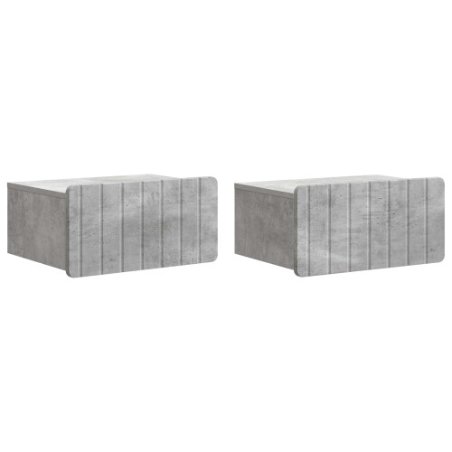 VidaXL vidaXL Wall-Mounted Bedside Cabinet with Drawer 2 pcs Concrete Grey