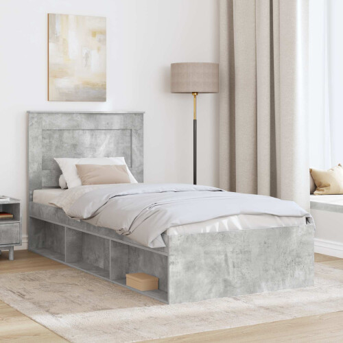 VidaXL vidaXL Bed Frame with Drawer Concerte Grey 75 x 190 cm Solid Pine Wood 2